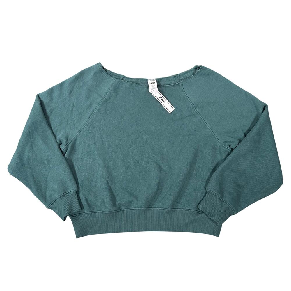 Victoria's Secret Pink Women's Boatneck Green Sweatshirt‎ Size S